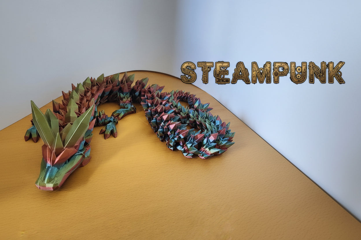 3D Printed Crystal Dragon – Poseable Figurine With Vibrant Filament Colors
