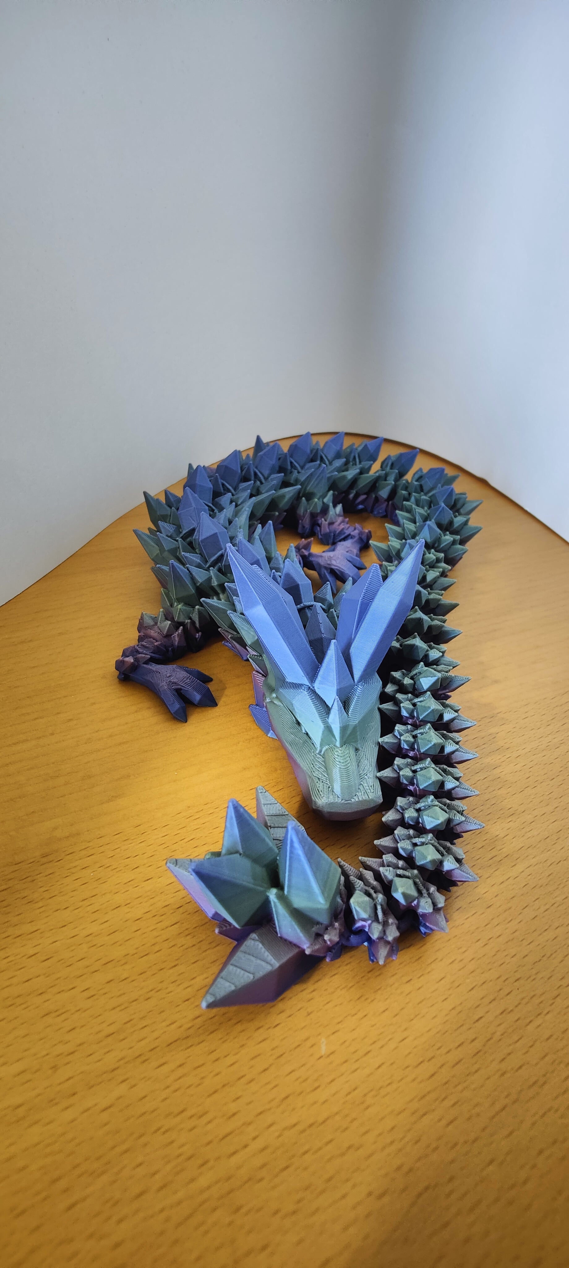 3D Printed Crystal Dragon – Poseable Figurine With Vibrant Filament Colors