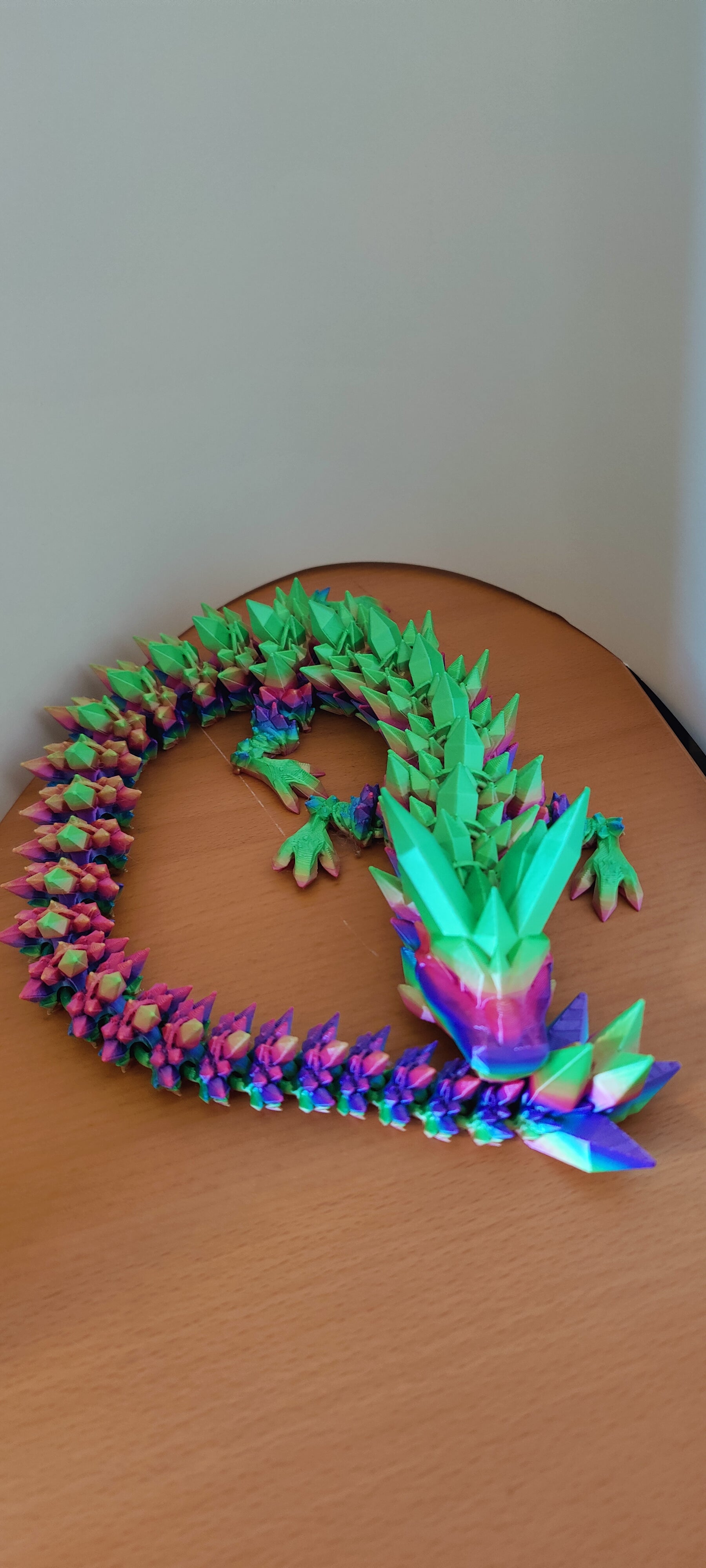 3D Printed Crystal Dragon – Poseable Figurine With Vibrant Filament Colors